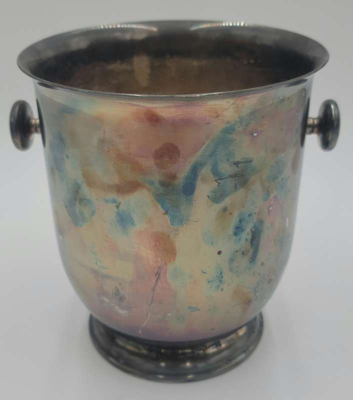 Vintage Silver Plated Ice Bucket - Round Handles & Inner Holder for 6x Glasses