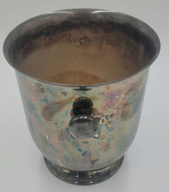Vintage Silver Plated Ice Bucket - Round Handles & Inner Holder for 6x Glasses