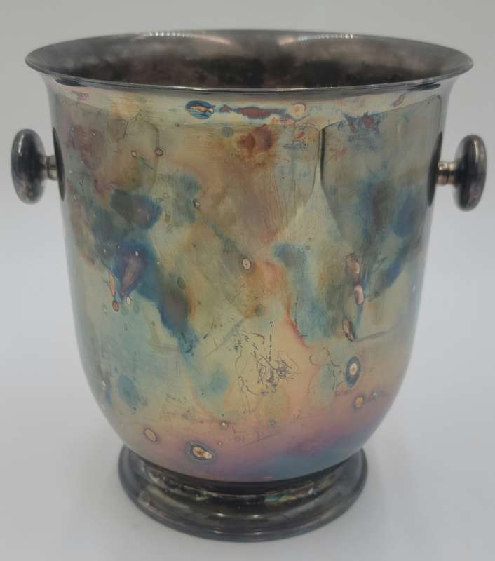 Vintage Silver Plated Ice Bucket - Round Handles & Inner Holder for 6x Glasses