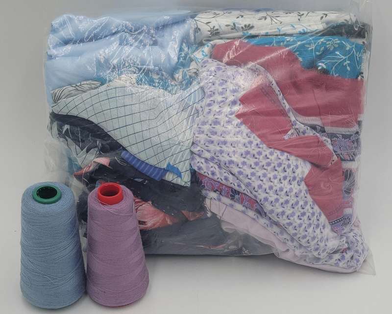 Lilac & Light Blue Fabric Batch - Precut in Rectangular Shapes for Head Scarves - with Thread