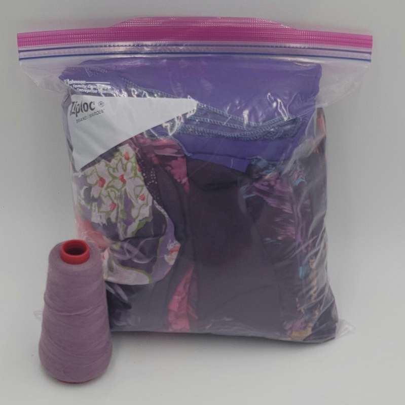 Purple & Fuchsia Fabric  Batch - Precut Rectangular Shapes for Head Scarves - with Thread