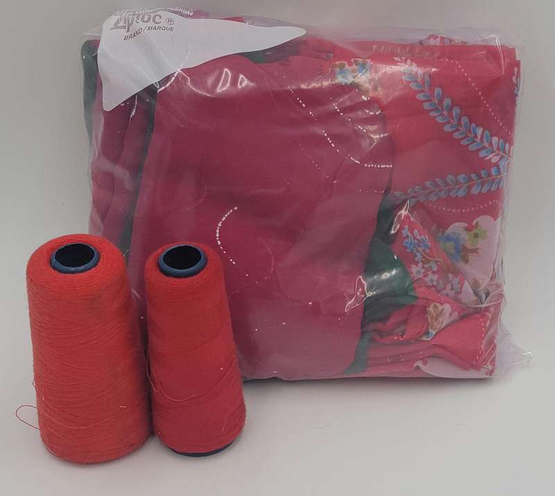 Red Colored Fabric Batch - Precut in Rectangular Shapes for Head Scarves - with Thread