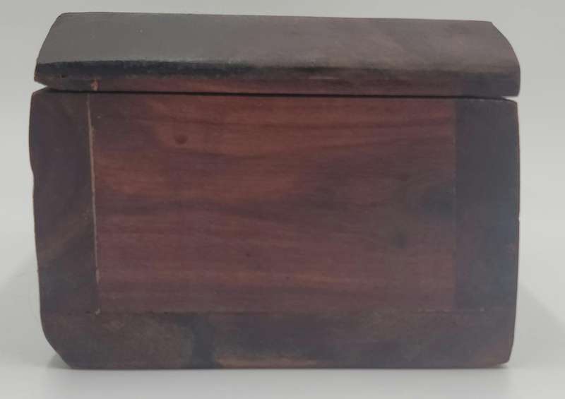 African Timber Jewelry Box - Carved Pattern on the Lid & Front