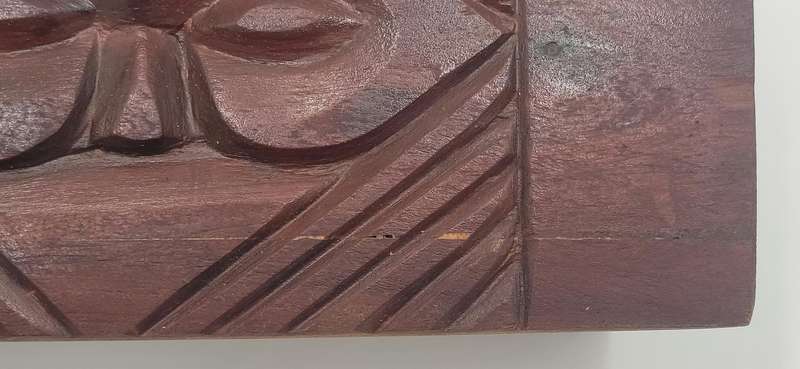 African Timber Jewelry Box - Carved Pattern on the Lid & Front