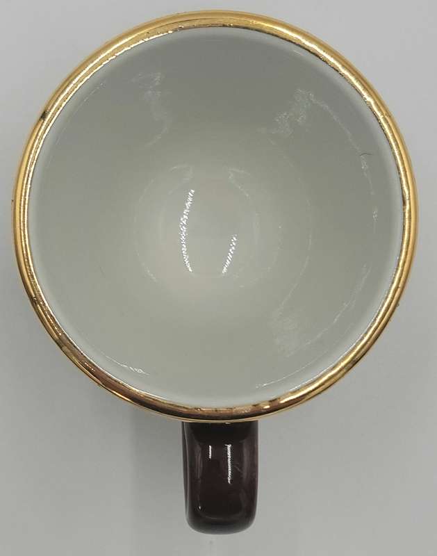 Vintage Pair of Brown Gold Rimmed ACF Espresso Cup and Saucer - Made In Italy
