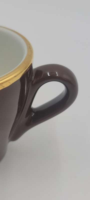 Vintage Pair of Brown Gold Rimmed ACF Espresso Cup and Saucer - Made In Italy