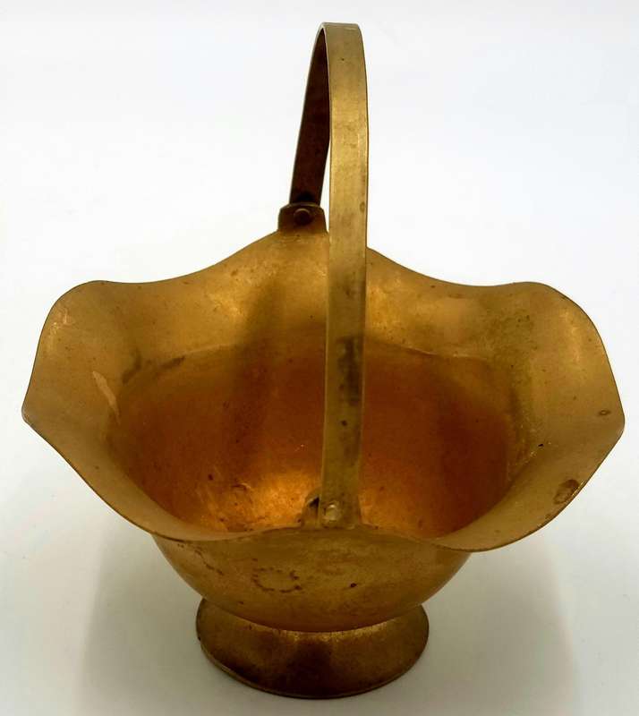 Vintage Heavy Indian Brass Trio - Water Vase/Pot, Jug & Basket - Traditional & Beautiful Colour