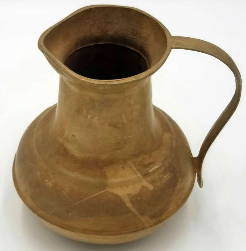 Vintage Heavy Indian Brass Trio - Water Vase/Pot, Jug & Basket - Traditional & Beautiful Colour