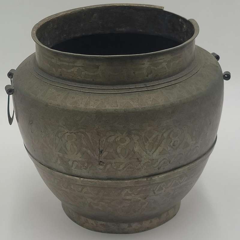 Antique Cast Brass Gadur Vessel with Lid - 51.5cm H - Intricate Inlaywork  - Rare find
