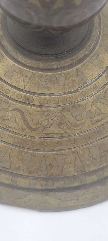 Antique Cast Brass Gadur Vessel with Lid - 51.5cm H - Intricate Inlaywork  - Rare find
