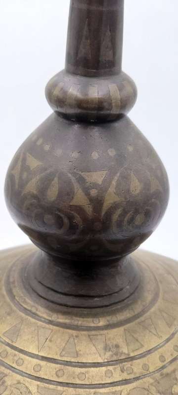 Antique Cast Brass Gadur Vessel with Lid - 51.5cm H - Intricate Inlaywork  - Rare find