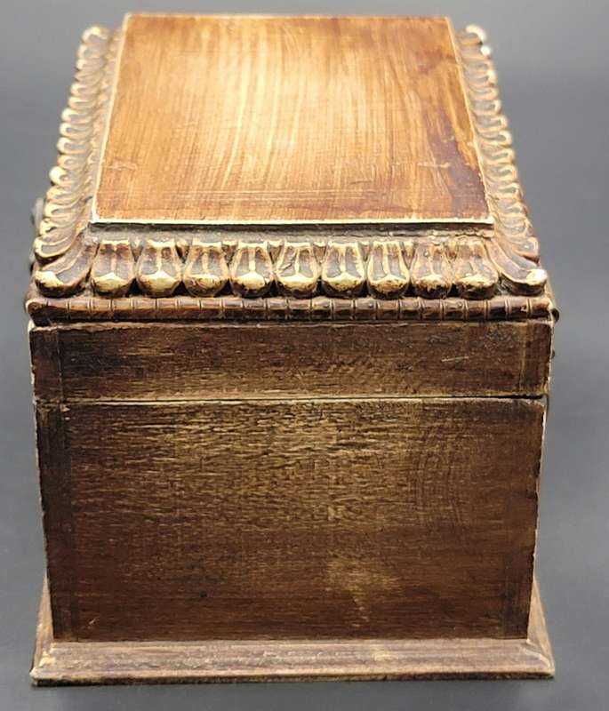 Vintage Wooden Box with Embedded Clock in Lid - Antique Clock Hands - Versatile for storage