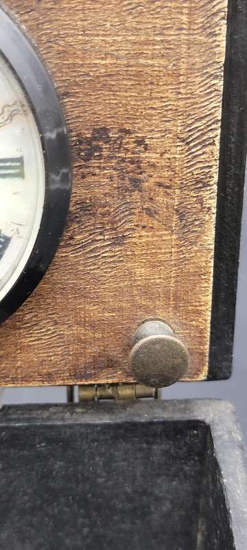 Vintage Wooden Box with Embedded Clock in Lid - Antique Clock Hands - Versatile for storage
