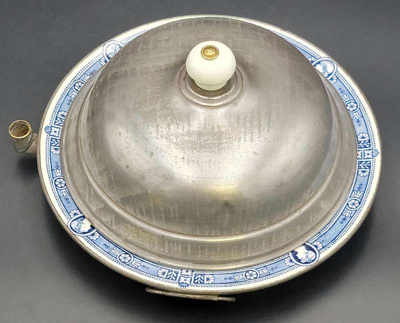 Antique Dinner Serving Plate with Warming Base & Cover - Classic Wedgwood blue & white pattern