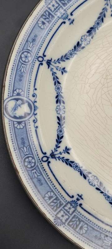 Antique Dinner Serving Plate with Warming Base & Cover - Classic Wedgwood blue & white pattern