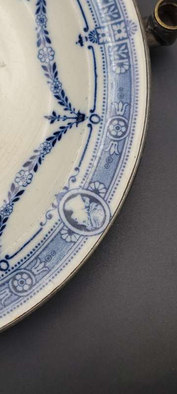 Antique Dinner Serving Plate with Warming Base & Cover - Classic Wedgwood blue & white pattern