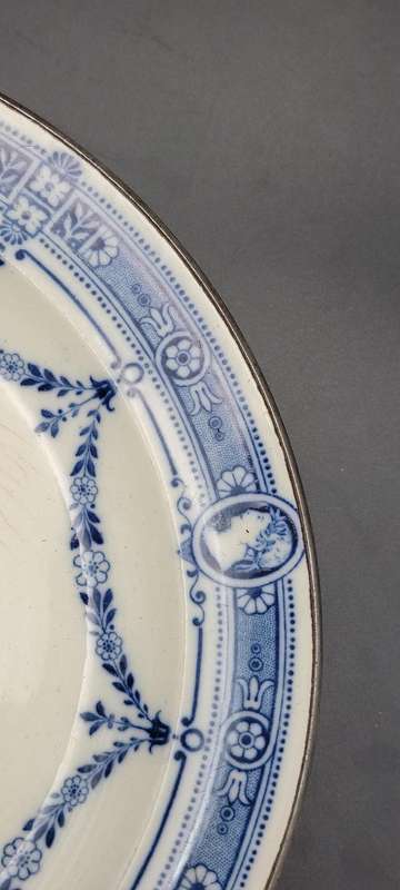 Antique Dinner Serving Plate with Warming Base & Cover - Classic Wedgwood blue & white pattern