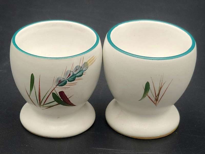 Pair of Vintage Heritage Egg Cups by Denby - Hand painted wheat sheaf design