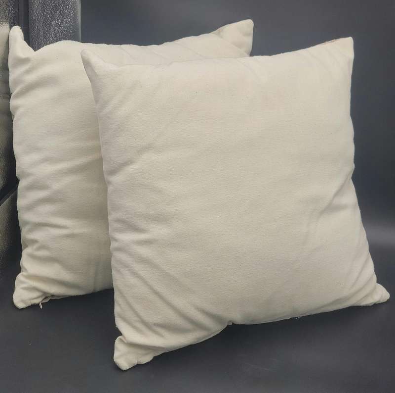 Pair of French Style Linen Blend Scatter Cushions with Butterfly Theme - 40x40