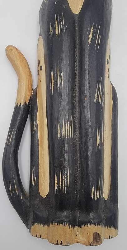 Pair of Vintage Wooden Carvings of Happy Dogs - Wall Hanging/Standing Figurines - 48cm high