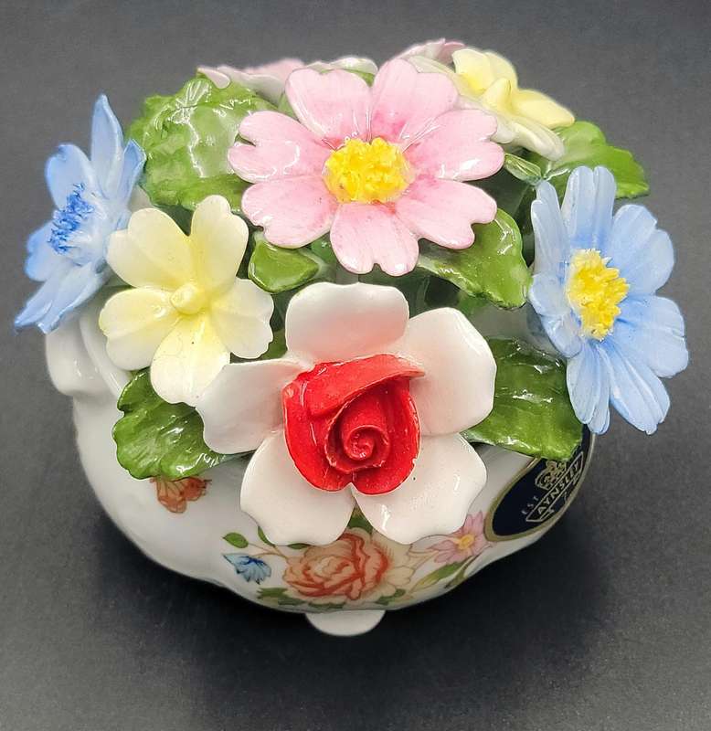 Vintage Aynsley Hand Modelled & Painted Fine Bone China Ornament - Cottage Garden