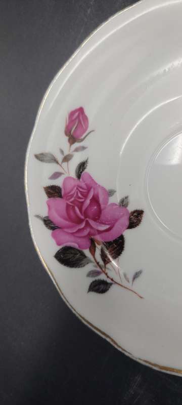 Vintage Cup & Saucer with a Rose Floral Design and Gold Trim