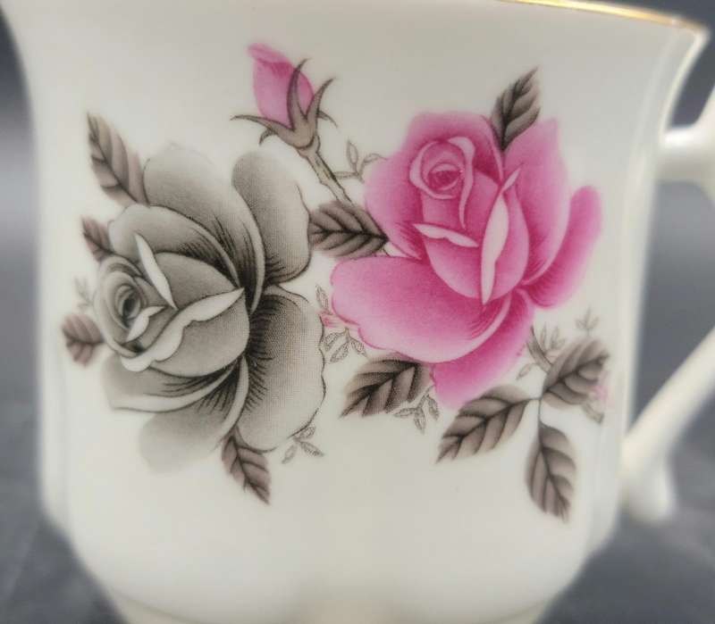 Vintage Cup & Saucer with a Rose Floral Design and Gold Trim