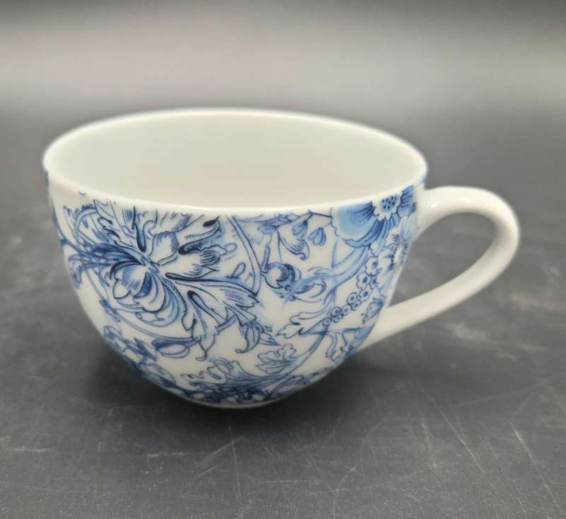 Vintage Blue & White Cup and Saucer - Floral Design