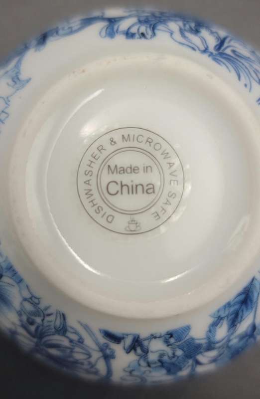 Vintage Blue & White Cup and Saucer - Floral Design