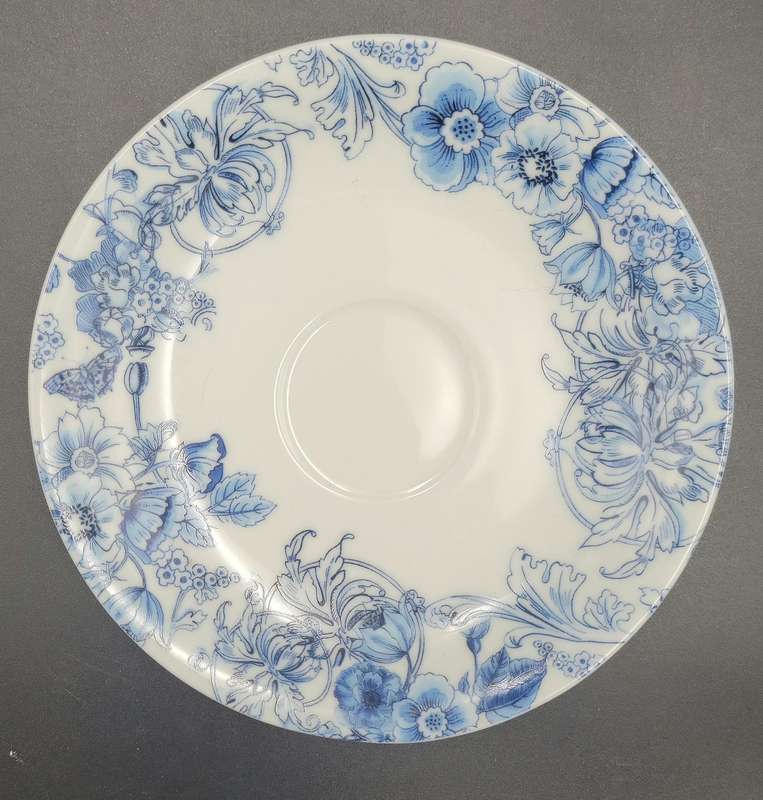 Vintage Blue & White Cup and Saucer - Floral Design