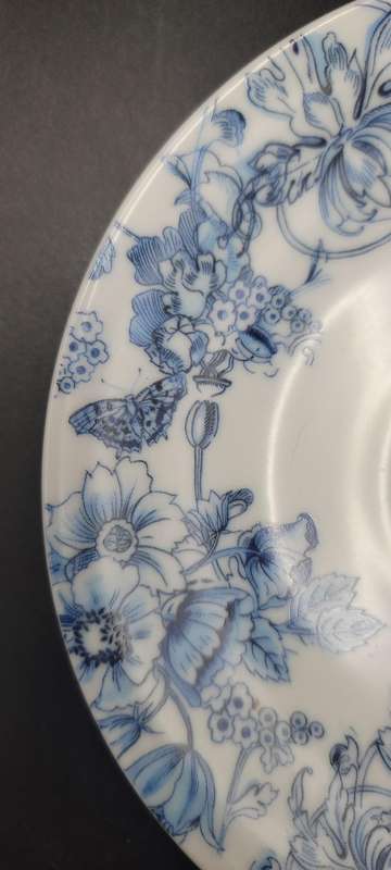 Vintage Blue & White Cup and Saucer - Floral Design