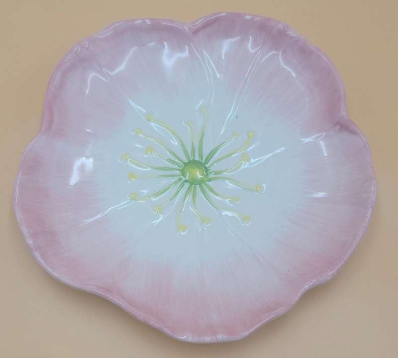 Floral Themed Cup, Saucer & Plate - Soft Pink & Lime Green - Handmade & painted