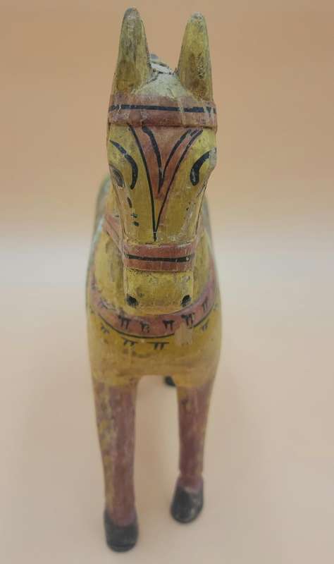 Vintage Hand Carved & Hand Painted Wooden Horse -  Indian Wedding Horse - 28cm H