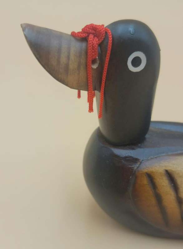 Vintage Pair of Wooden Carved Traditional Korean Wedding Ducks "Kirogi"