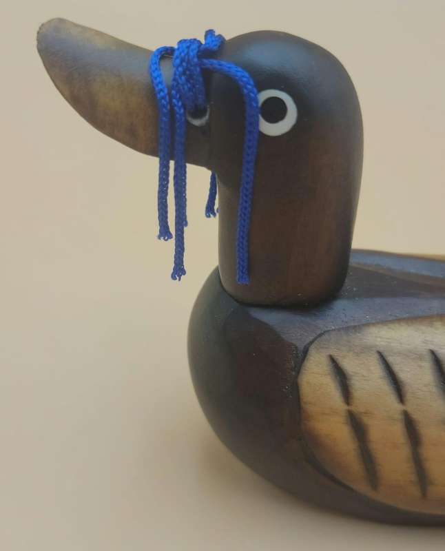Vintage Pair of Wooden Carved Traditional Korean Wedding Ducks "Kirogi"