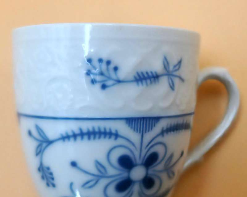 Vintage Bavaria Shumann Cobalt Blue & White Demi-Tasse Cups & Saucers x 4