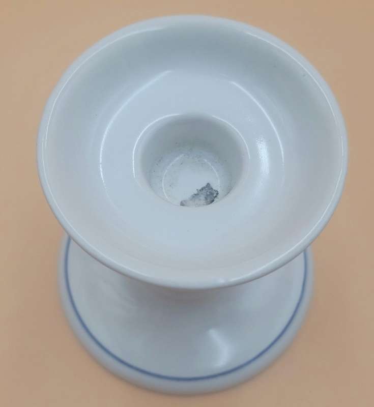 Vintage Ceramic Candle Stick with a Blue Flower