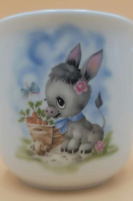Vintage Arzberg Retsch Baby Plate and Mug with a Donkey Design