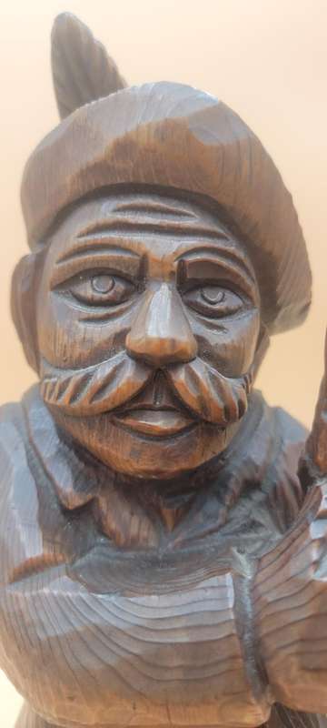 Hand Carved Timber Sculpture of Bavarian Man Holding a Beer - 40cm high