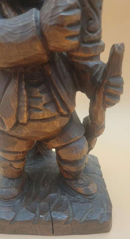 Hand Carved Timber Sculpture of Bavarian Man Holding a Beer - 40cm high