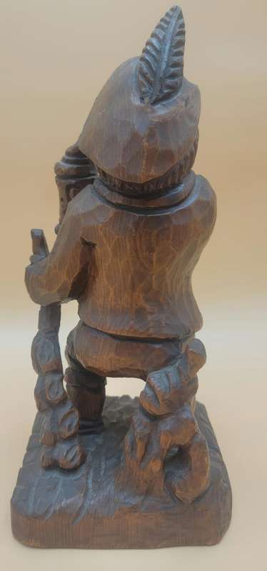 Hand Carved Timber Sculpture of Bavarian Man Holding a Beer - 40cm high
