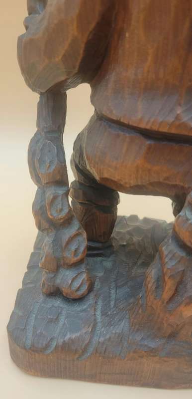 Hand Carved Timber Sculpture of Bavarian Man Holding a Beer - 40cm high