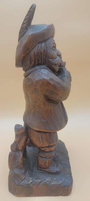 Hand Carved Timber Sculpture of Bavarian Man Holding a Beer - 40cm high