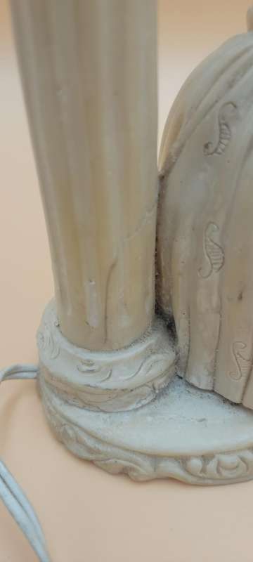 Antique Table Lamp - Carved Lady with Roses against a Pillar - Heavy - 25cm high