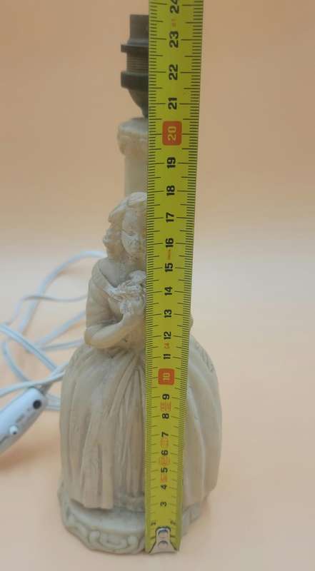 Antique Table Lamp - Carved Lady with Roses against a Pillar - Heavy - 25cm high