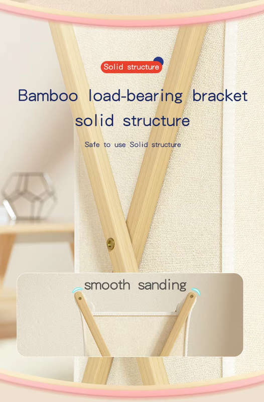 Folding Wooden Laundry Basket with Lid - Washing Basket- Large Washable Laundry Basket-Beige