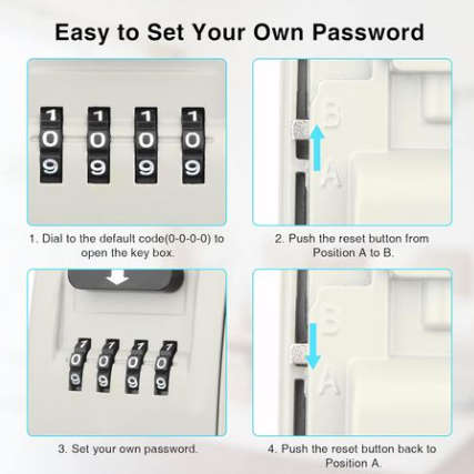 Key Locker Storage Box - Portable Hanging 4 Digit Combination Key Safe