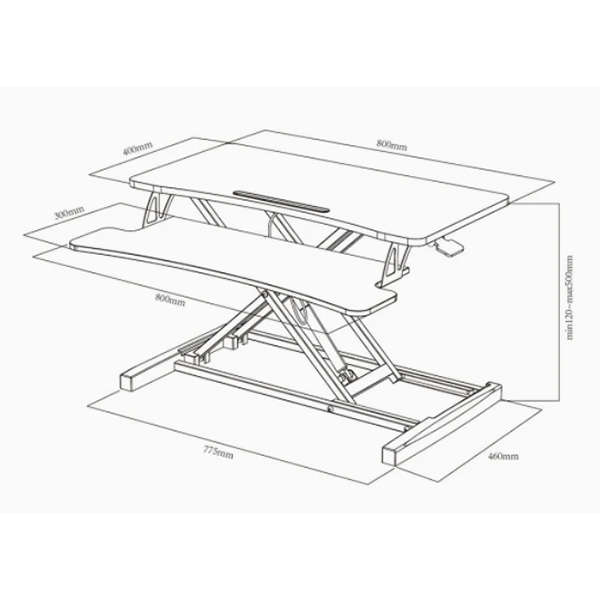 Height Adjustable Standing Desk Converter- Ergonomic Desk Riser-Black