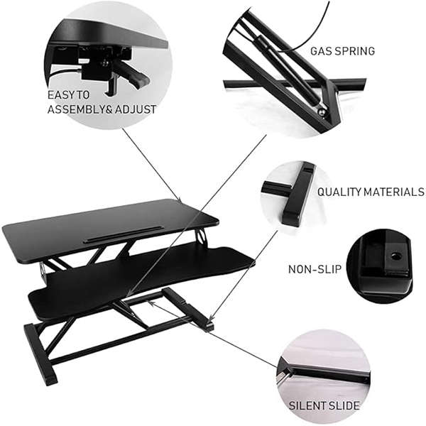 Height Adjustable Standing Desk Converter- Ergonomic Desk Riser-Black