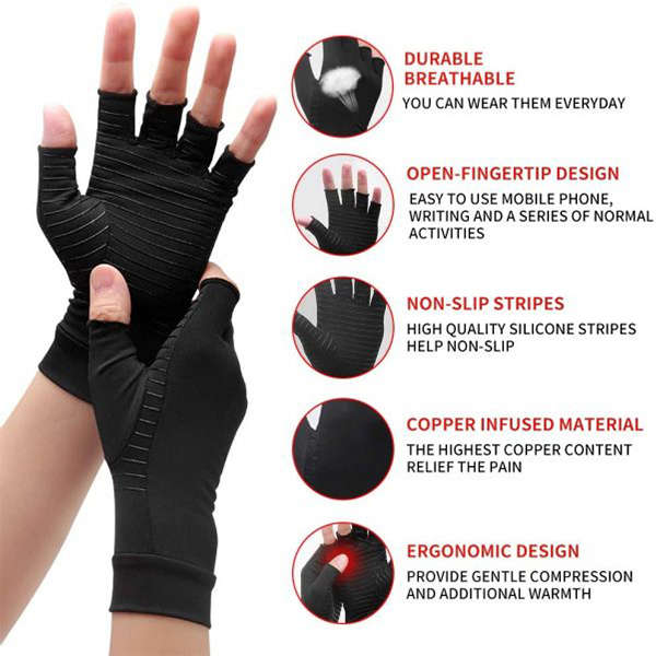 Arthritis Gloves Copper Infused Compression Therapy Gloves - Pain Relief - Joint Pain- Small